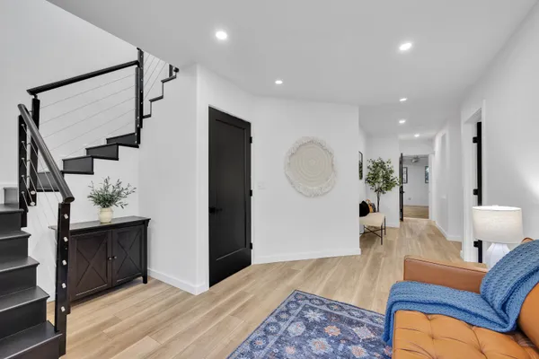 a living room with furniture