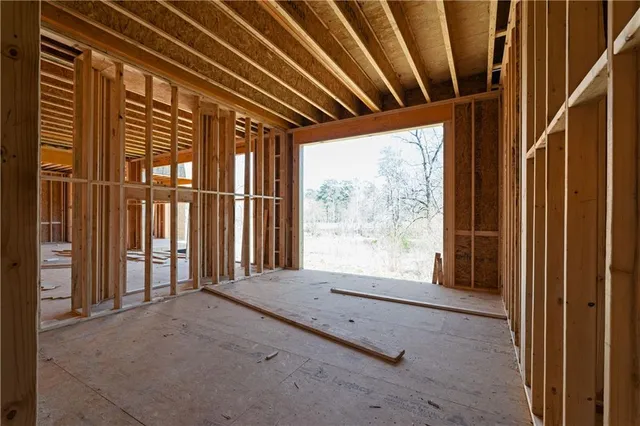a view of a porch with a door