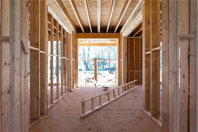 a view of porch with wooden floor