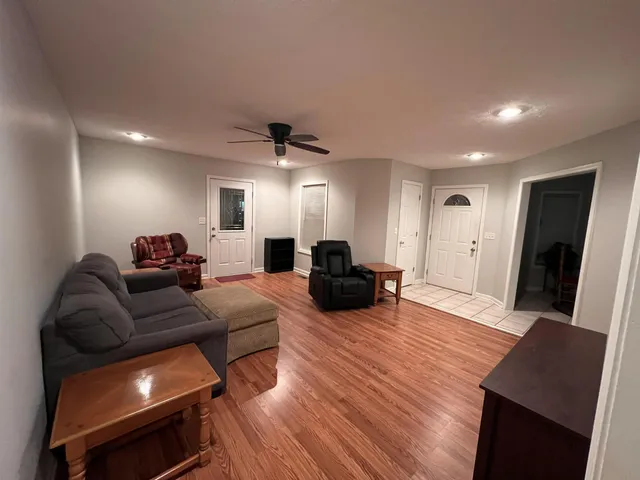 a living room with furniture