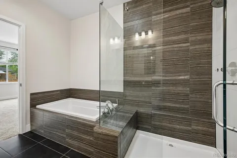 a bathroom with a bathtub