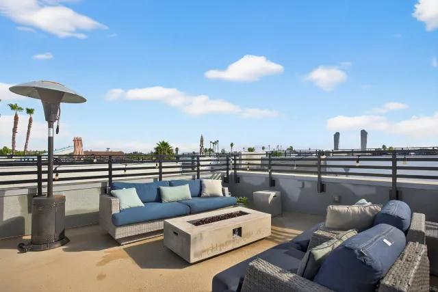 a view of a terrace with couches