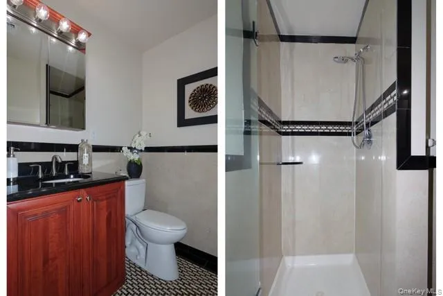 a bathroom with a toilet a sink and a mirror