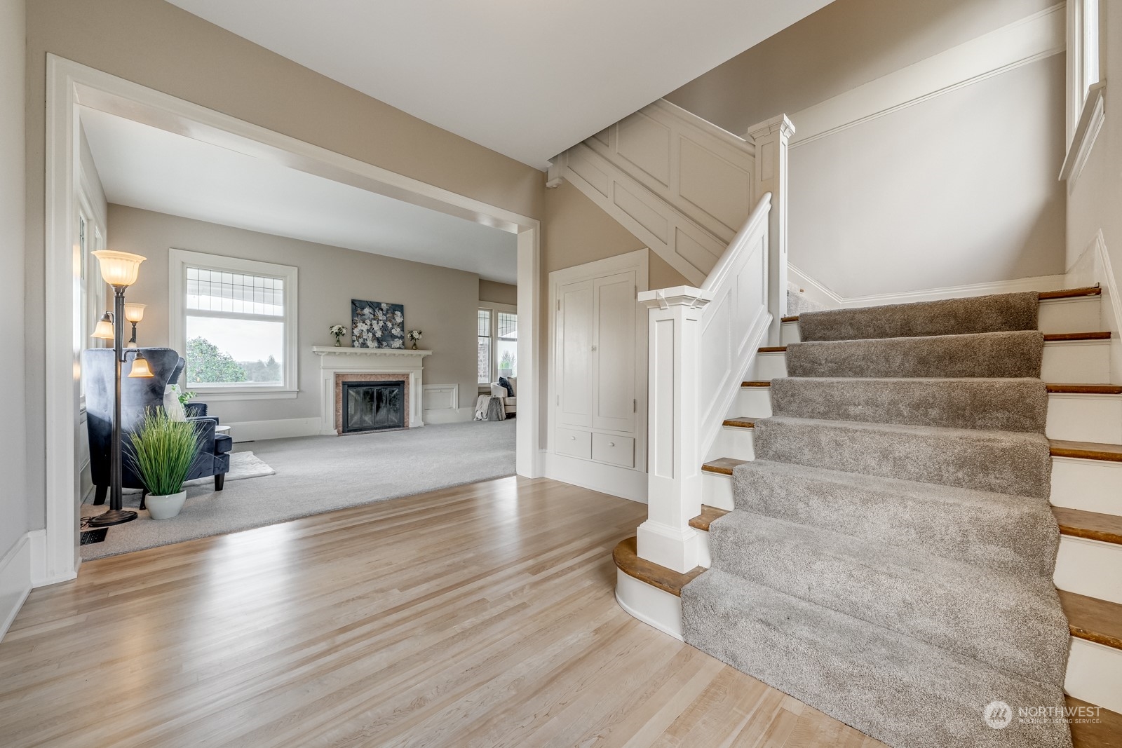 12325 Old Snohomish Monroe Road Snohomish, WA 98290 - Photo 11 of 40 a view of an entryway with wooden floor fireplace and windows