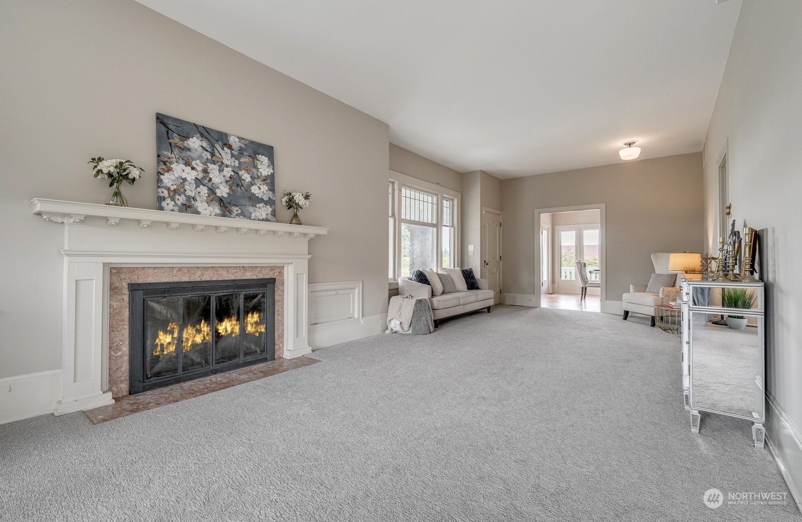 12325 Old Snohomish Monroe Road Snohomish, WA 98290 - Photo 12 of 40 a living room with furniture and a fireplace