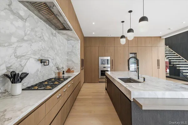 a kitchen with lots of counter top space