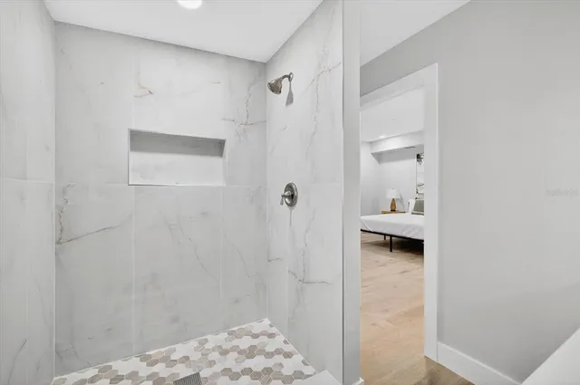 a bathroom with a shower