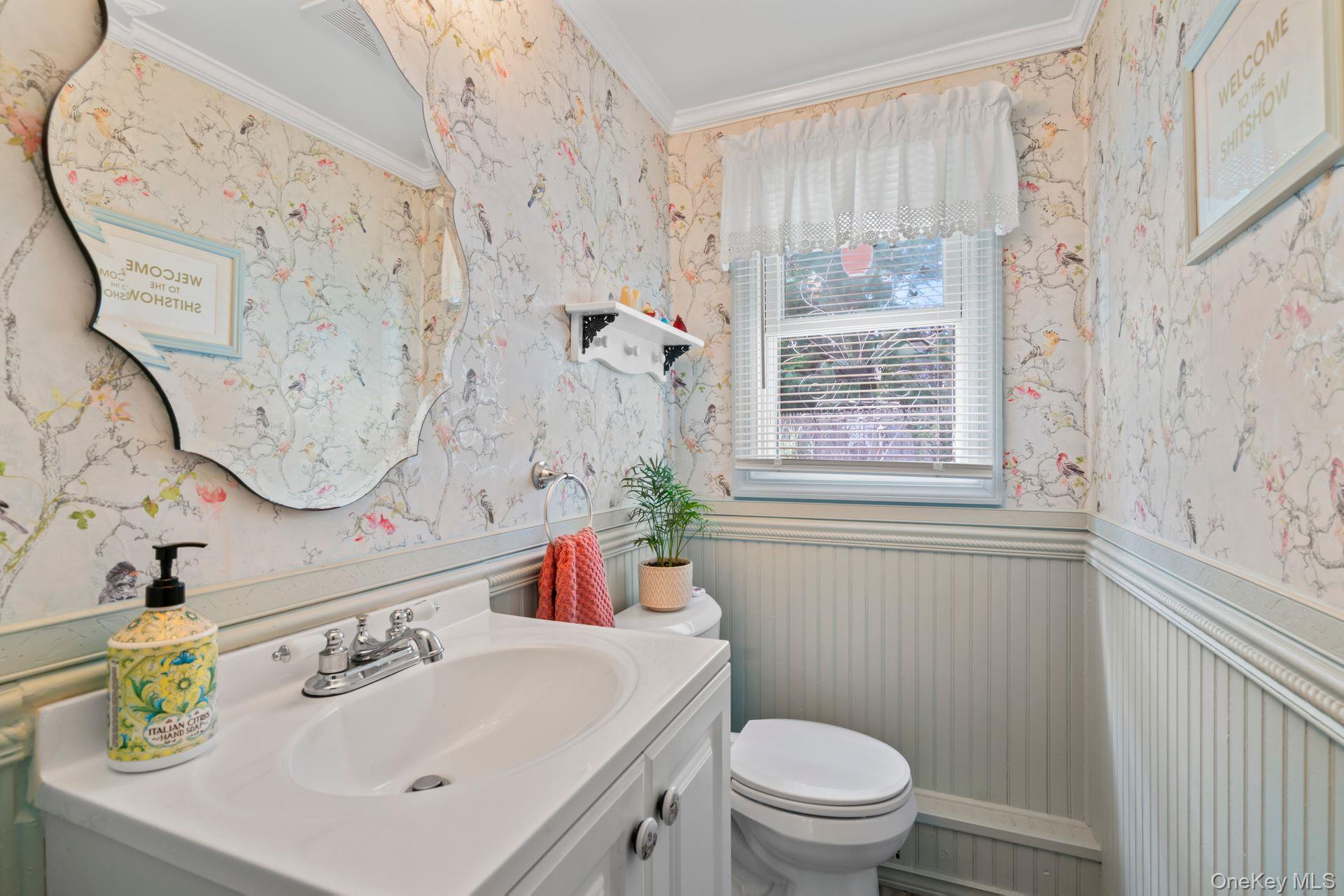 6 Emil Court Huntington, NY 11743 - Photo 8 of 25 a bathroom with a sink a toilet and a mirror