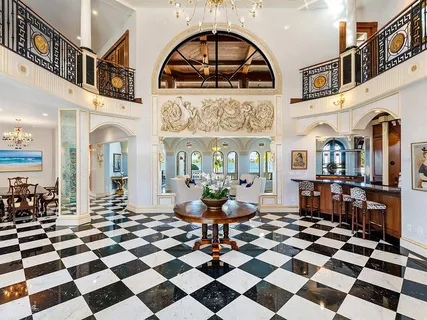 a view of a dining area with furniture
