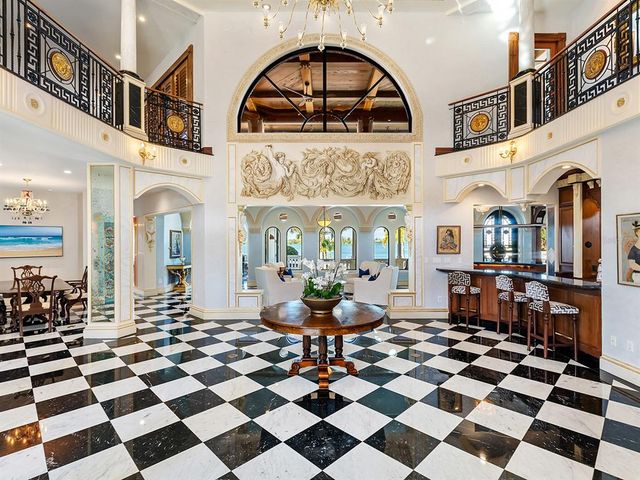a view of a dining area with furniture