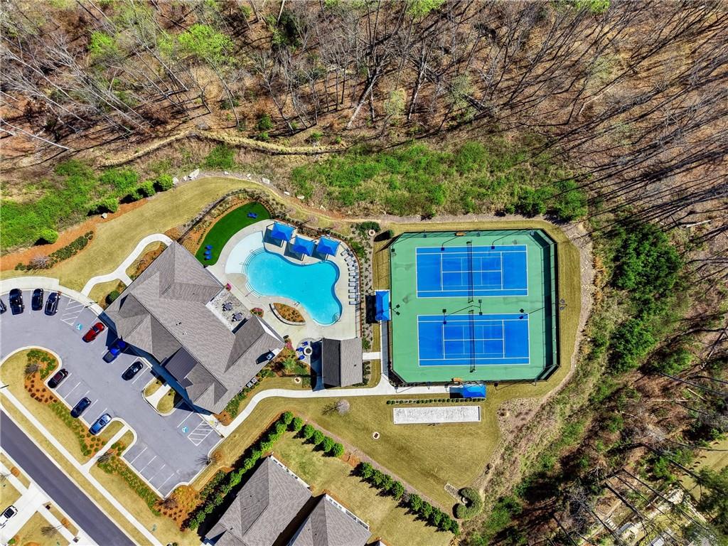 6742 Welcome Road Flowery Branch, GA 30542 - Photo 42 of 48 an aerial view of residential house with outdoor space and parking