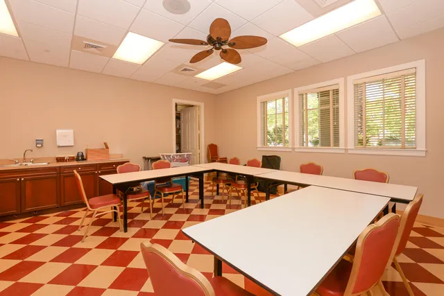 a view of an outdoor space and tennis court