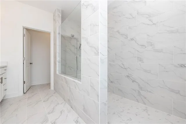 a bathroom with a shower