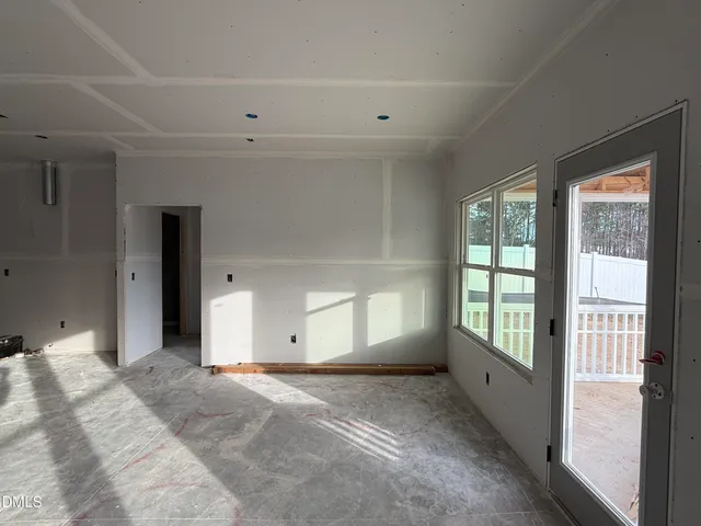a bathroom with a shower and vanity