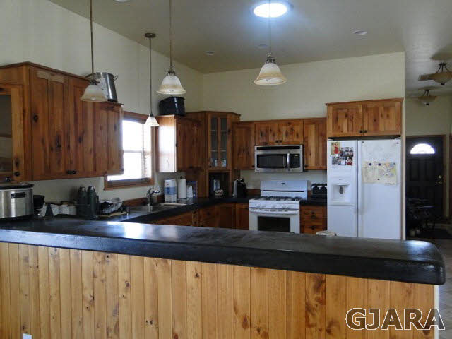 2501 Riata Ranch Road Grand Junction, CO 81505 - Photo 3 of 16 a kitchen with stainless steel appliances granite countertop a refrigerator a stove and a sink with wooden floor
