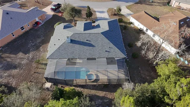 an aerial view of a house