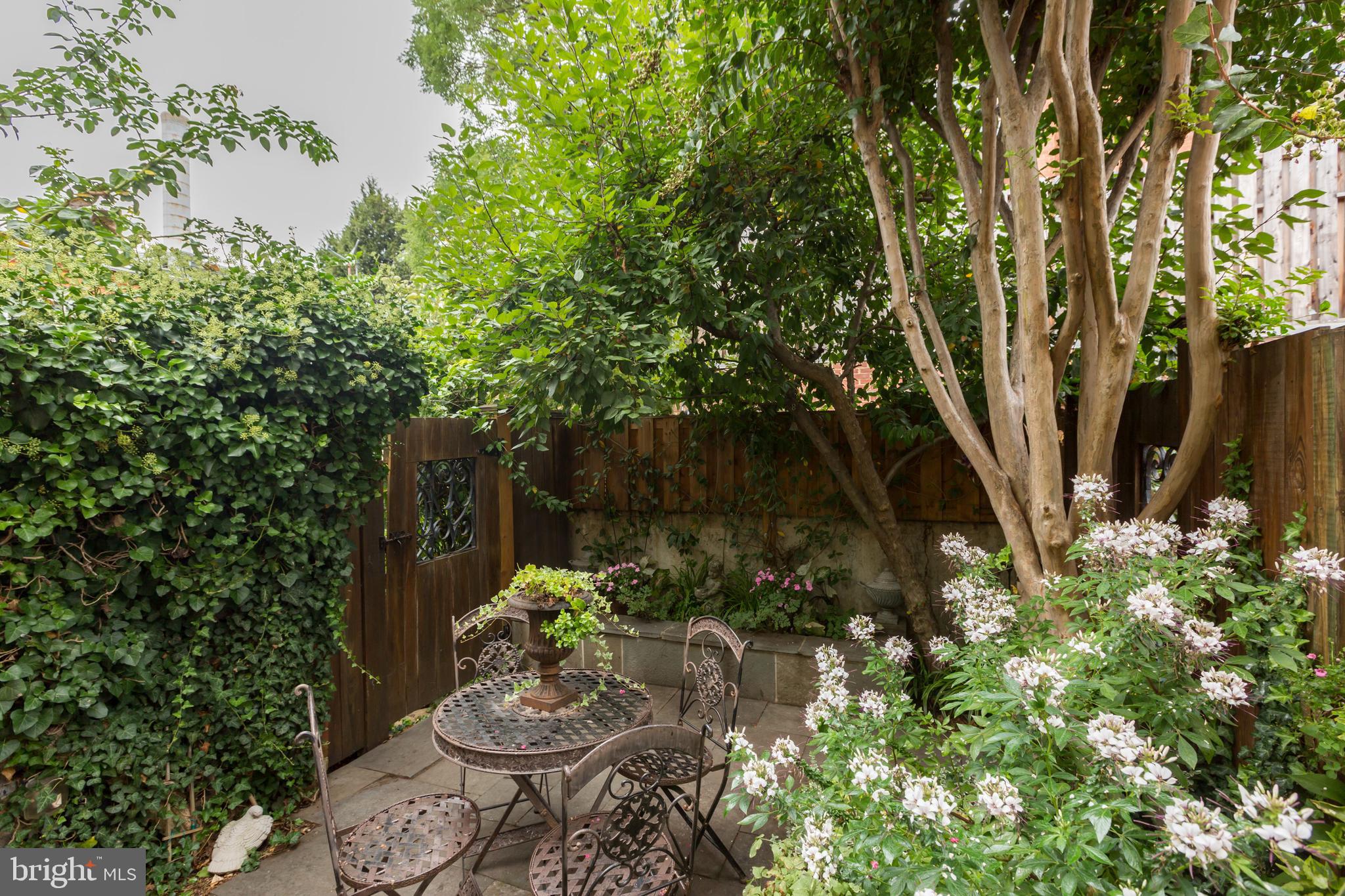3219 Cherry Hill Lane Washington, DC 20007 - Photo 26 of 32 a backyard with table and chairs and potted plants