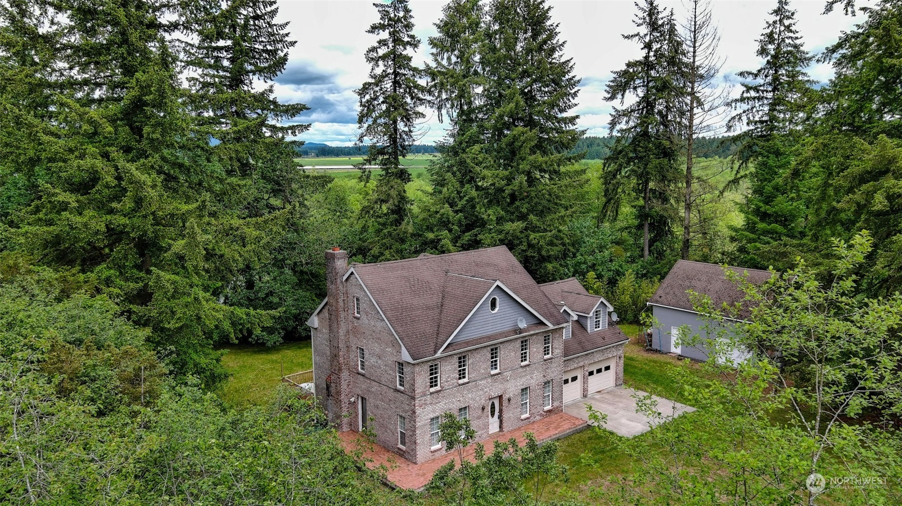 an aerial view of a house