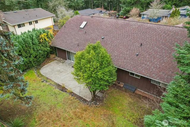 an aerial view of a house