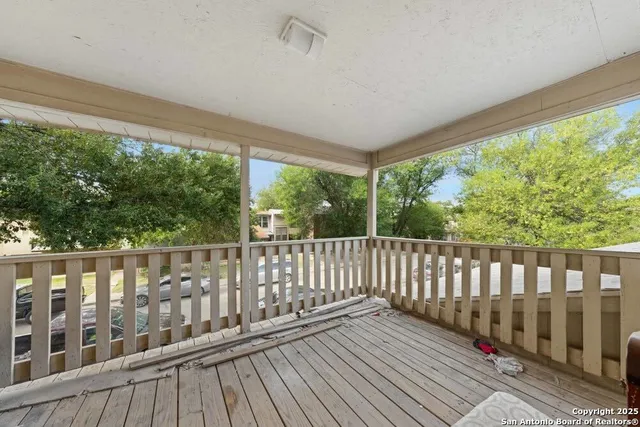 a view of wooden deck