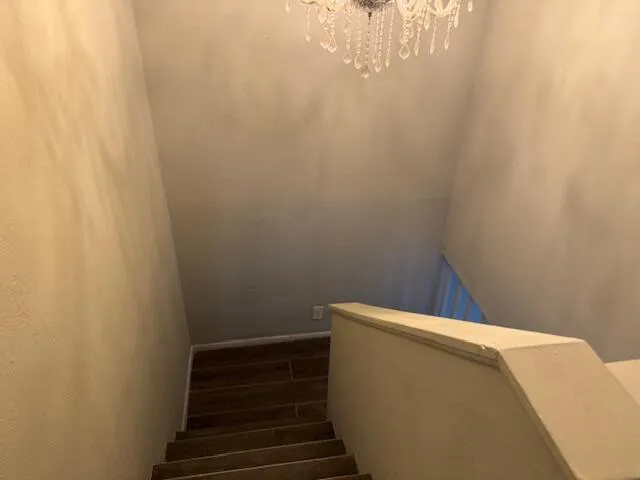 a view of small space with wooden floor