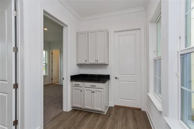 an empty room with windows