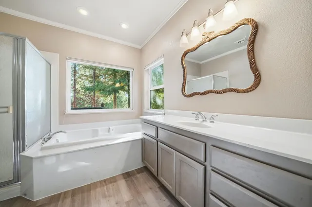 a view of a wooden roof deck