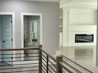 a view of an entryway and fire place