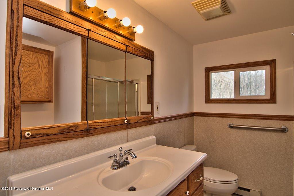3585 Hornbaker Cemetary Road Moscow, PA 18444 - Photo 9 of 46 a bathroom with a sink a toilet and mirror