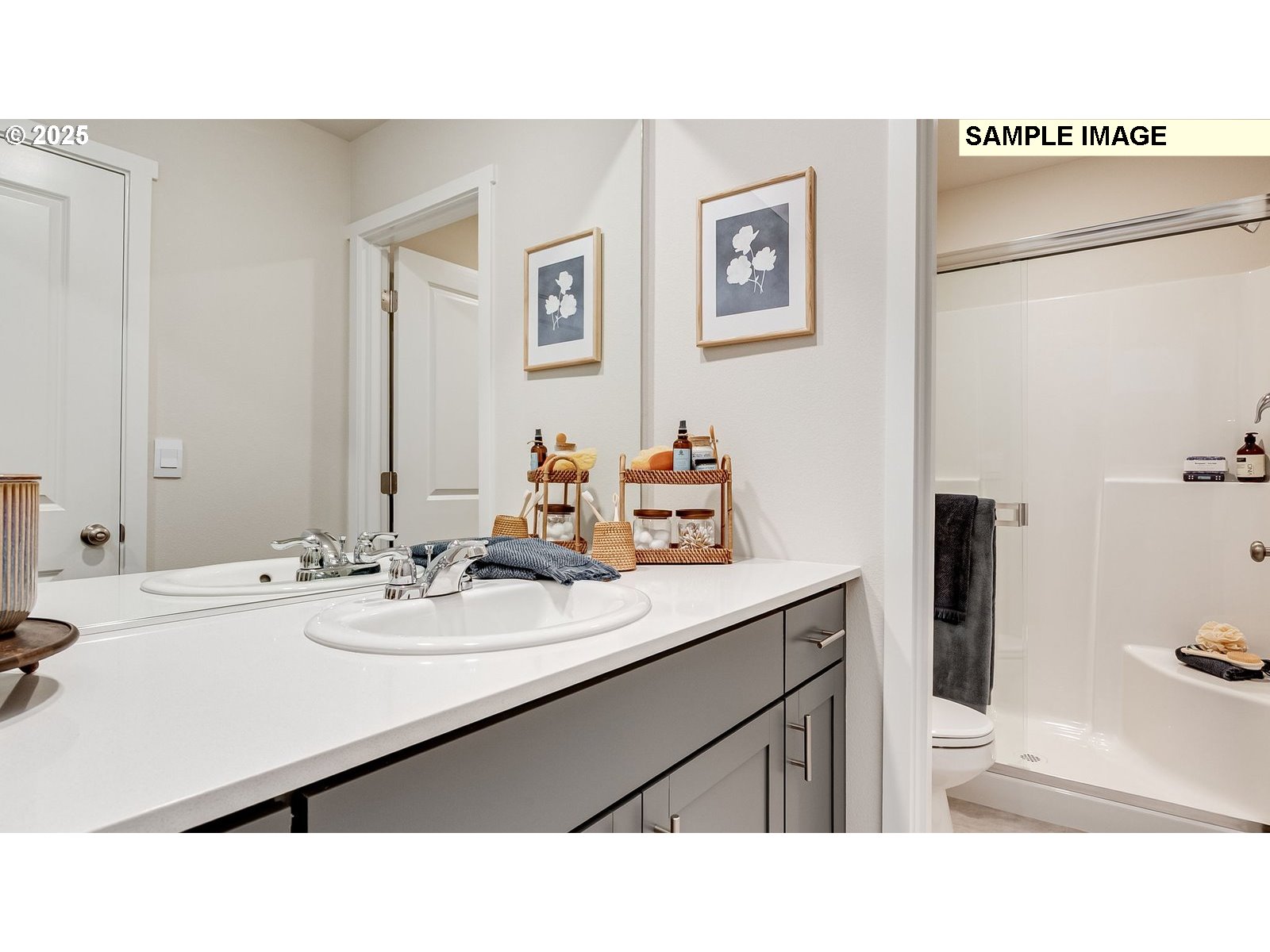 1209 Southeast 194th Place Camas, WA 98607 - Photo 28 of 29 a bathroom with a sink vanity granite and a mirror