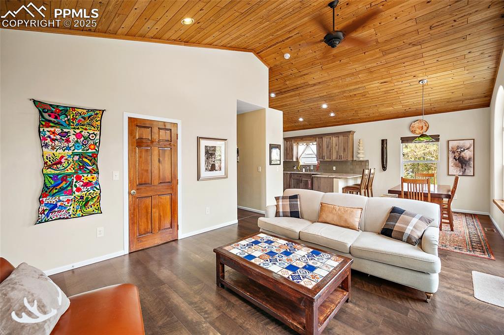 9845 Mesa Road Cascade, CO 80809 - Photo 4 of 50 a living room with furniture a rug and a table