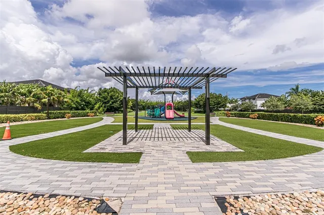 a park view with a garden space