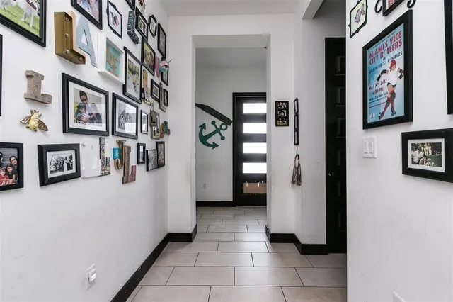 a view of an entryway with a door