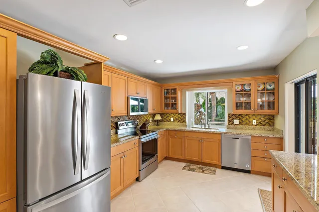 a kitchen with lots of counter top space