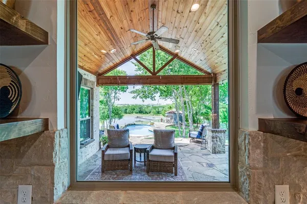 a view of a living room and a porch