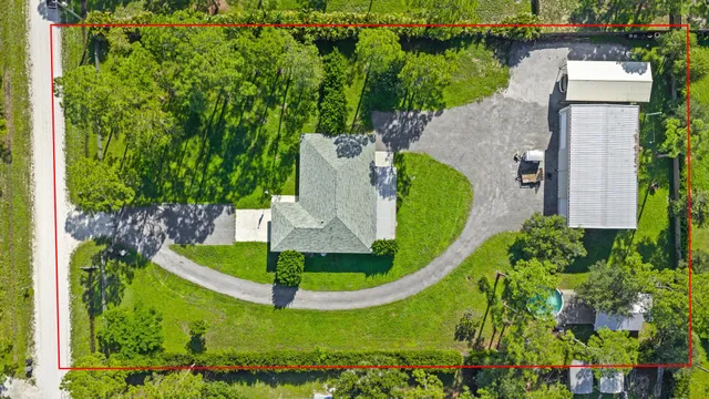 an aerial view of a house