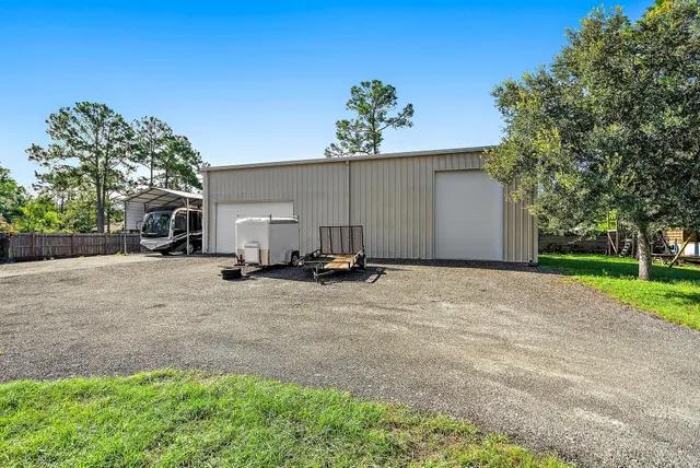 workspace with car parked