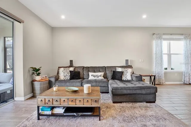 a living room with furniture and a couch