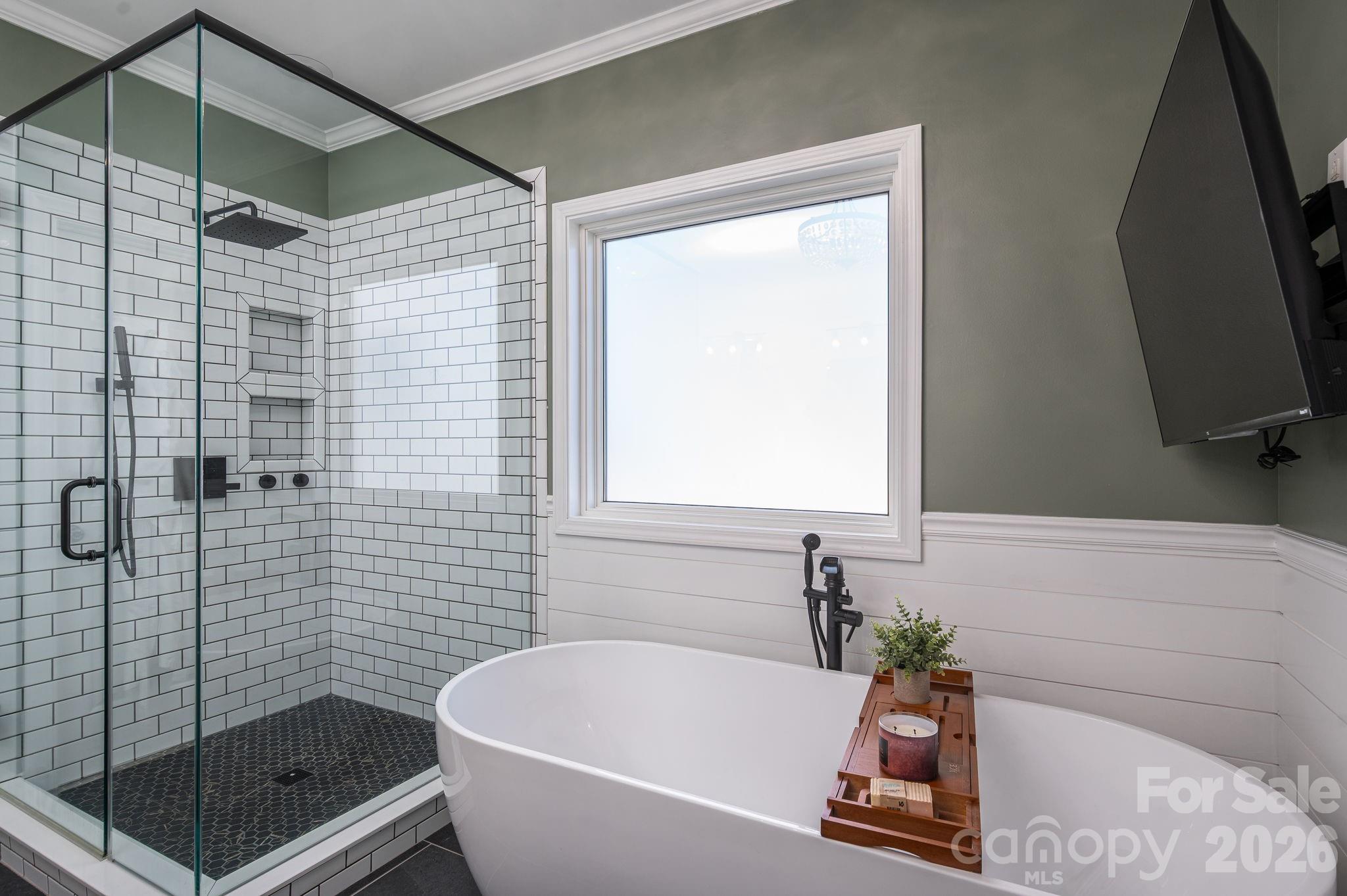 2616 Nicklaus Court Conover, NC 28613 - Photo 16 of 48 a bathroom with a tub a potted plant and a shower