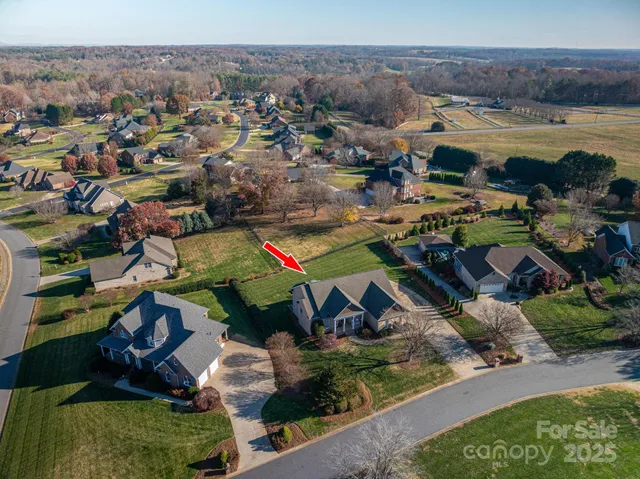 an aerial view of a house