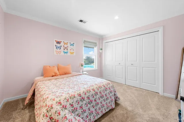 an aerial view of a swimming pool