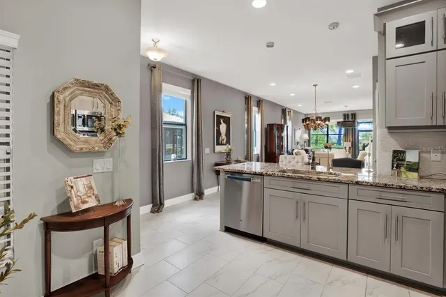 a large bathroom with a sink and a mirror