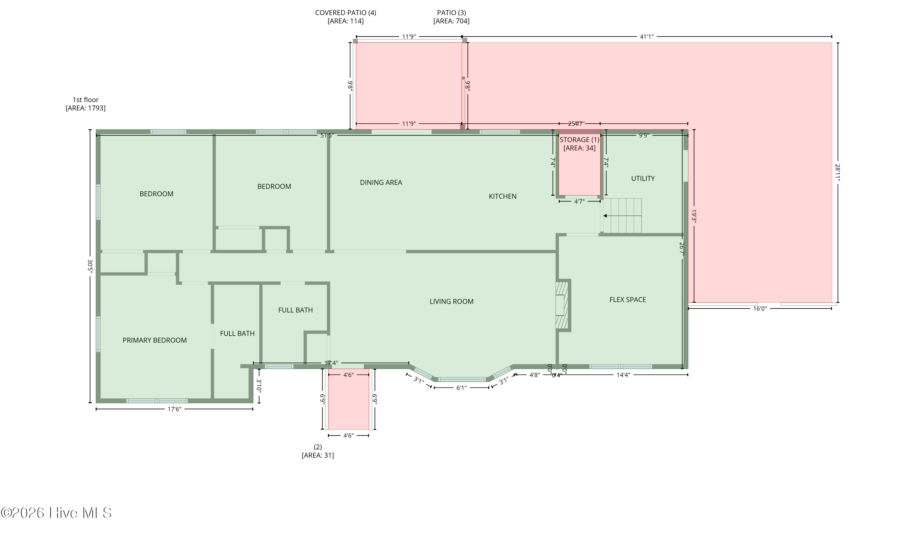 1702 Lincoln Road Wilmington, NC 28403 - Photo 45 of 45 Floor plan with Patio