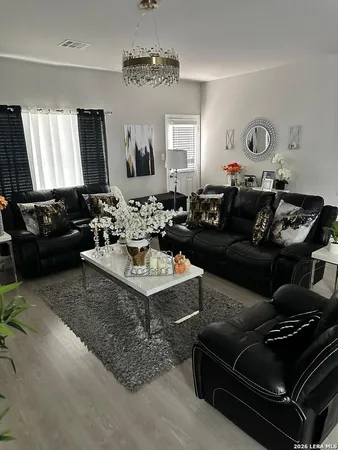 a living room with furniture