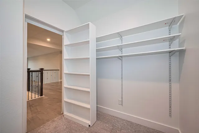 a view of an empty walk in closet