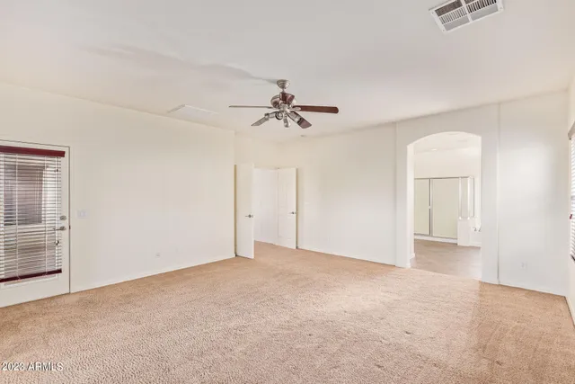 a view of a livingroom with a window