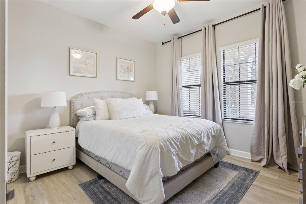 8816 Shady Pavillion Court Land O Lakes, FL 34637 - Photo 28 of 64 a large bed sitting in a bedroom next to a window and a chandelier