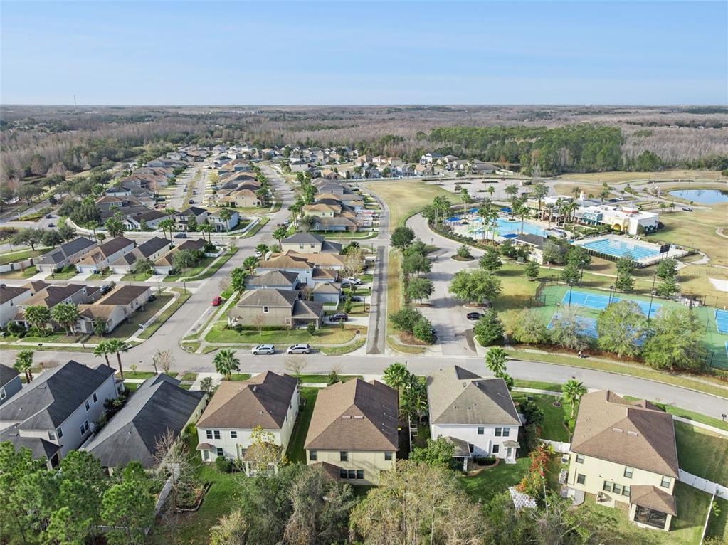8816 Shady Pavillion Court Land O Lakes, FL 34637 - Photo 52 of 64 an aerial view of residential building with outdoor space