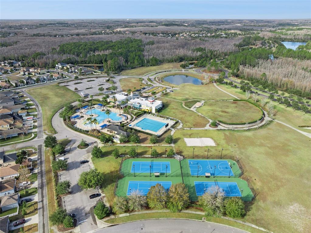 8816 Shady Pavillion Court Land O Lakes, FL 34637 - Photo 64 of 64 an aerial view of residential houses with outdoor space and river