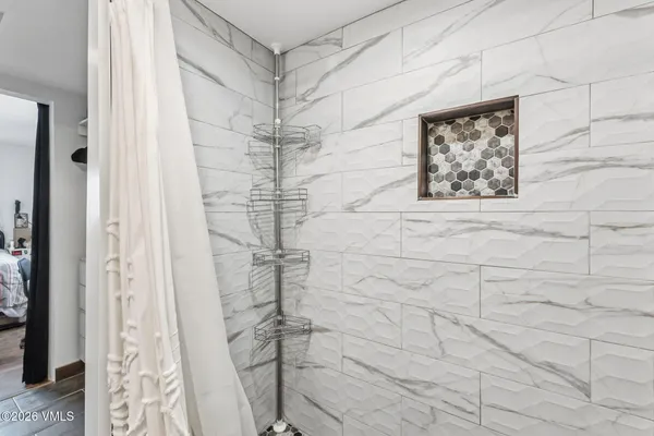 a bathroom with a shower